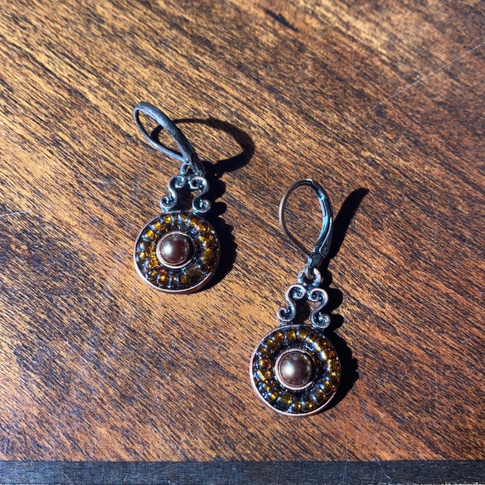 Bronze and Orange Earrings